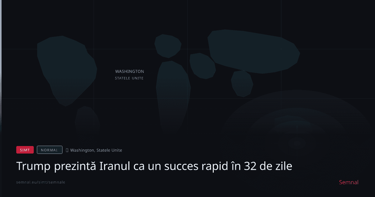 Trump prezintă Iranul ca un succes rapid în 32 de zile — Semnale