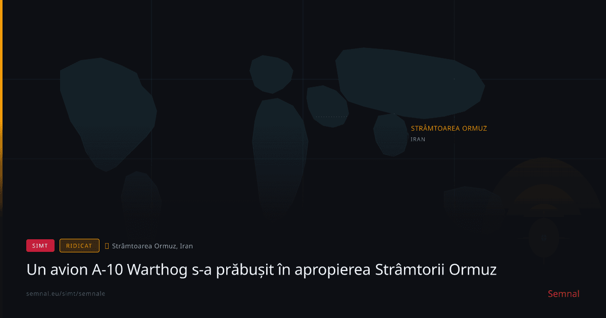 Un avion A-10 Warthog s-a prăbușit în apropierea Strâmtorii Ormuz — Semnale