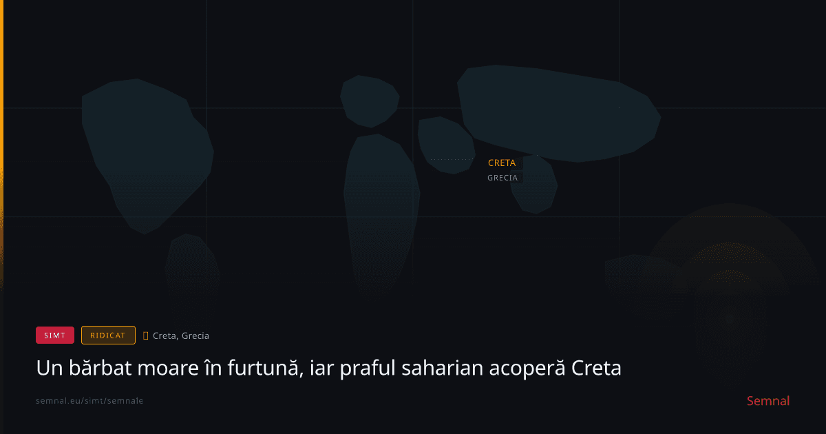 Un bărbat moare în furtună, iar praful saharian acoperă Creta — Semnale
