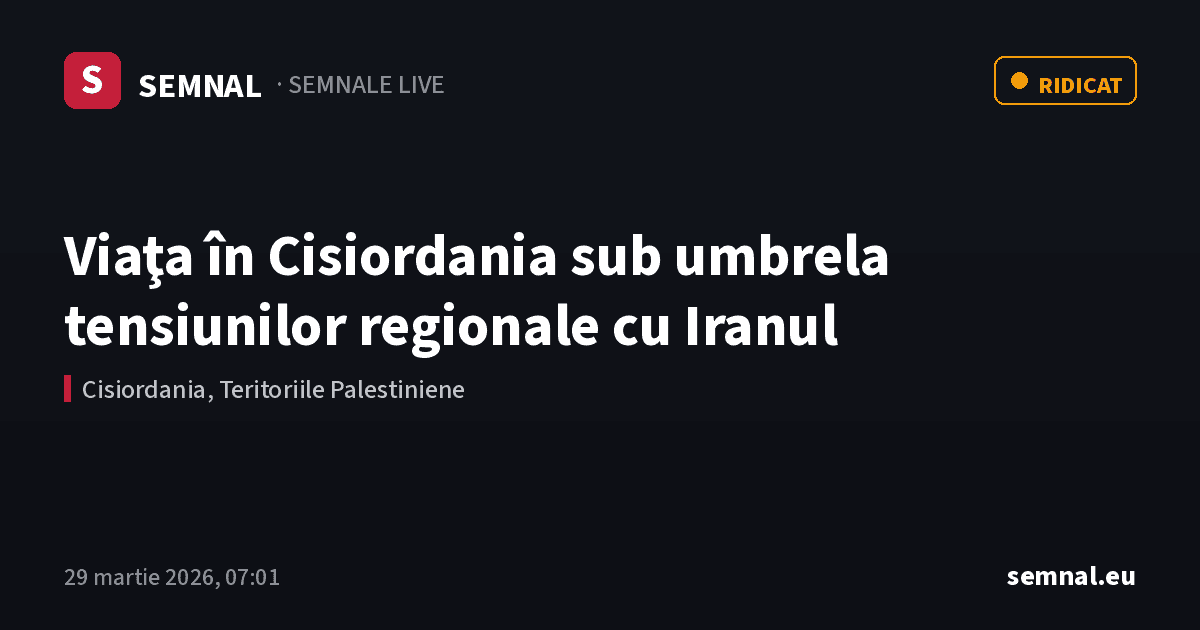 Viaţa în Cisiordania sub umbrela tensiunilor regionale cu Iranul — Semnale