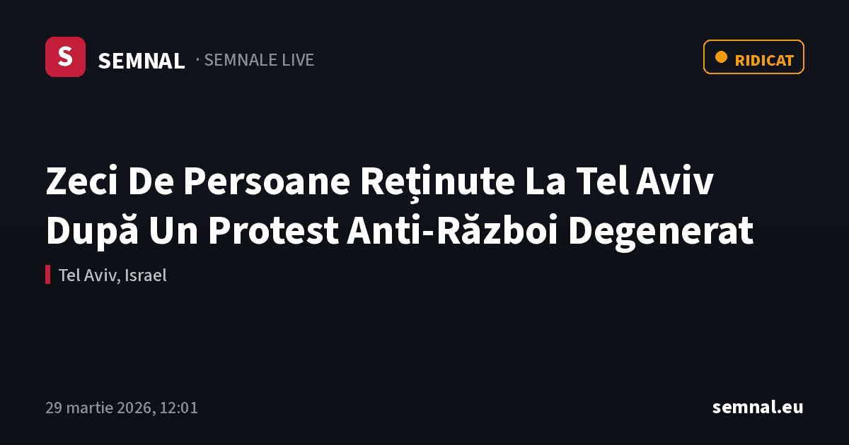 Zeci De Persoane Reținute La Tel Aviv După Un Protest Anti-Război Degenerat — Semnale