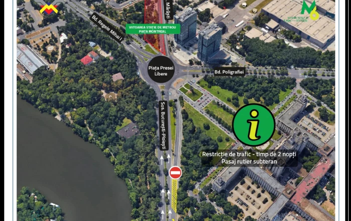 Restricții de circulație la Piața Presei pentru M6