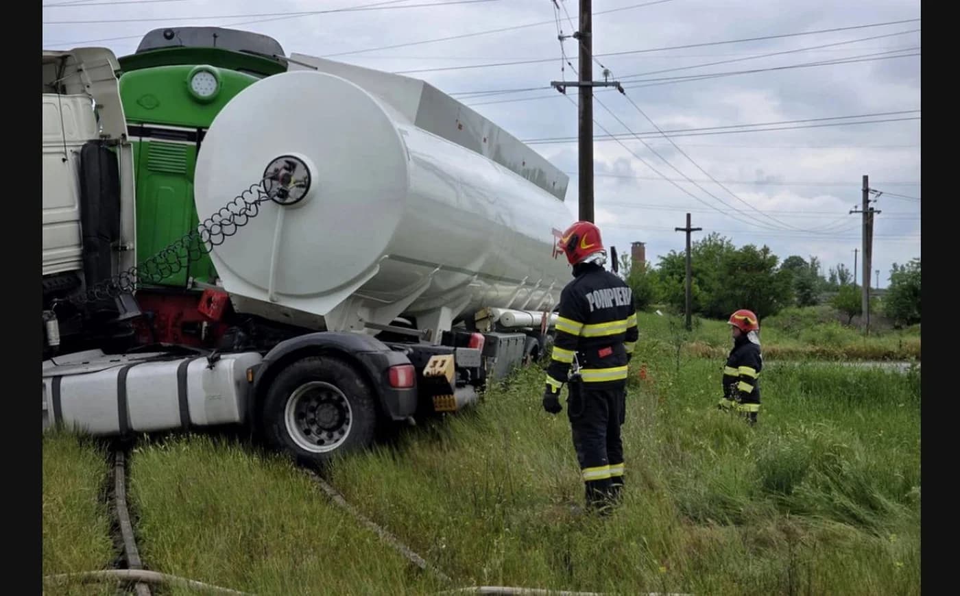 Scurgeri de motorină după ciocnirea din Giurgiu