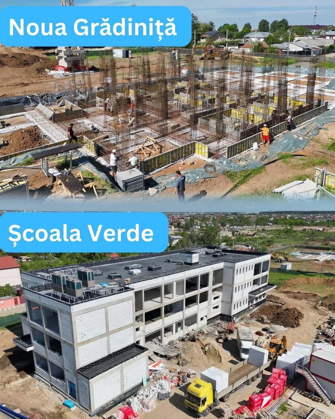 Santierul noii gradinite si al Scolii Verde din Pantelimon - viitor campus educational in zona fostei unitati militare