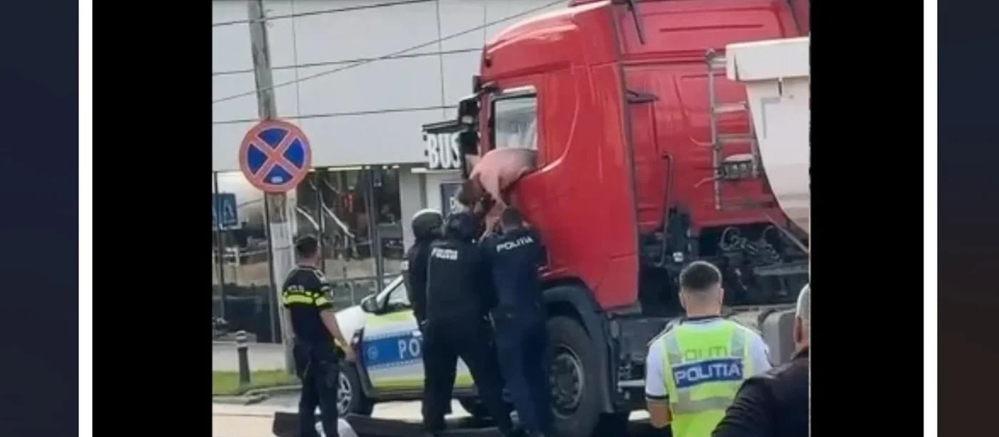 Intervenție pe DN1 după un șofer de TIR baricadat în cabină