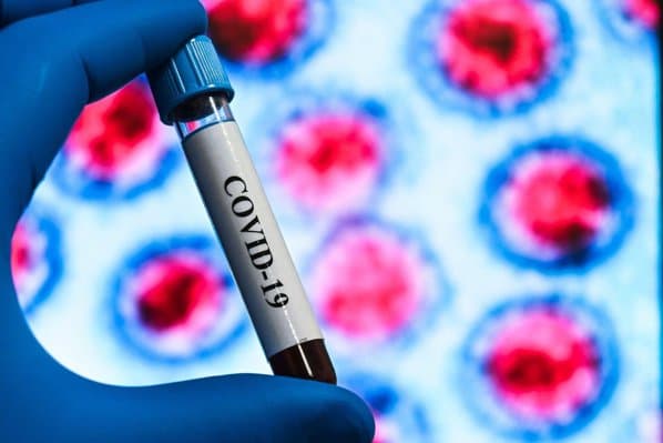 Testing on COVID-19. A tube of blood for the detection of coronavirus SARS-CoV-2.
