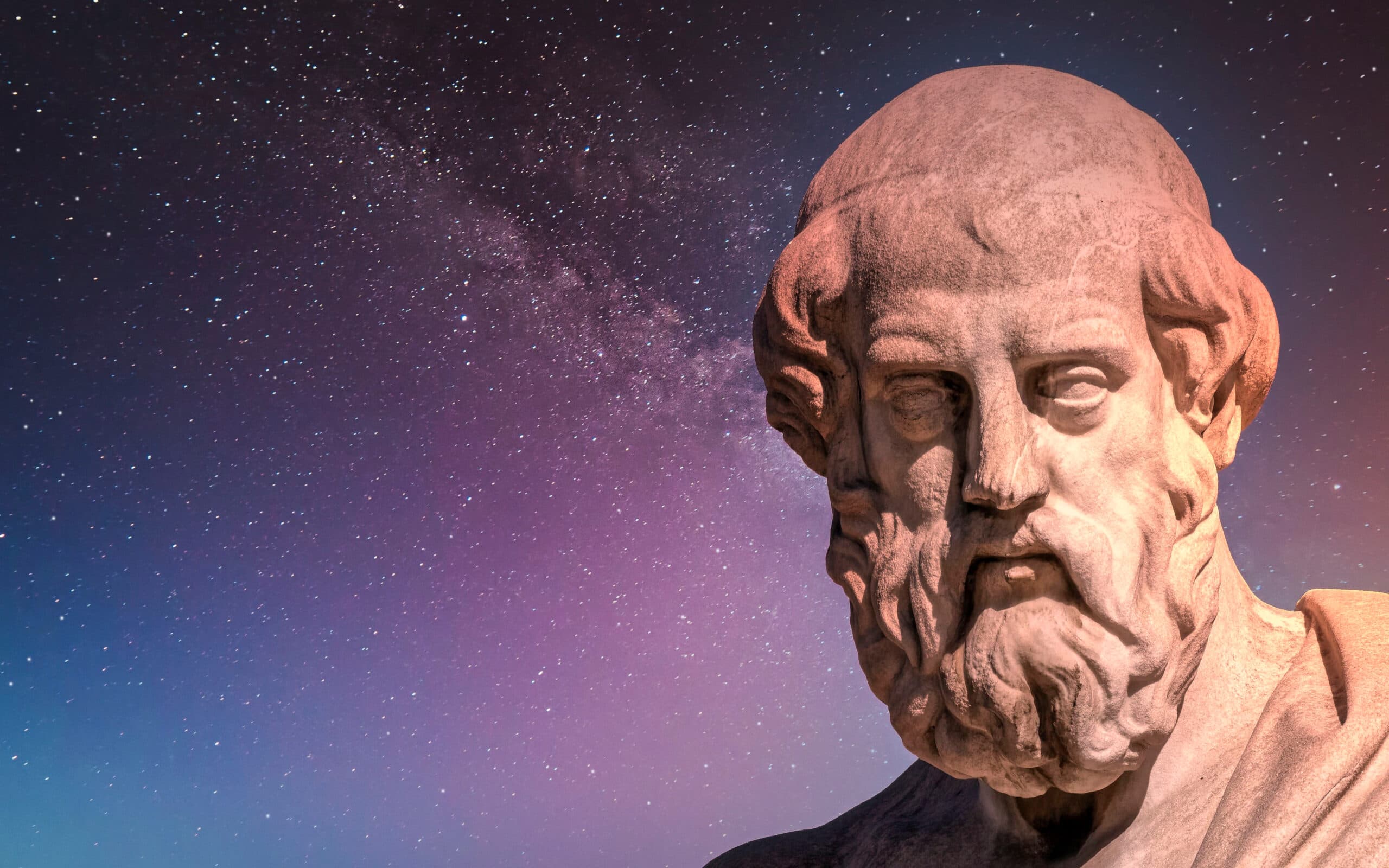 Plato,The,Ancient,Greek,Philosopher,And,Thinker,Under,Starry,Night