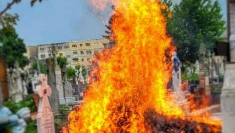 Incendiu într-un cimitir din Giurgiu din cauza unei candele lăsate nesupravegheată — Societate