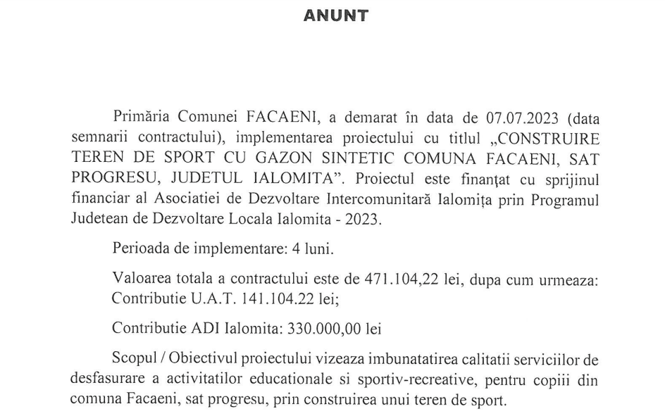 Anunt Facaeni