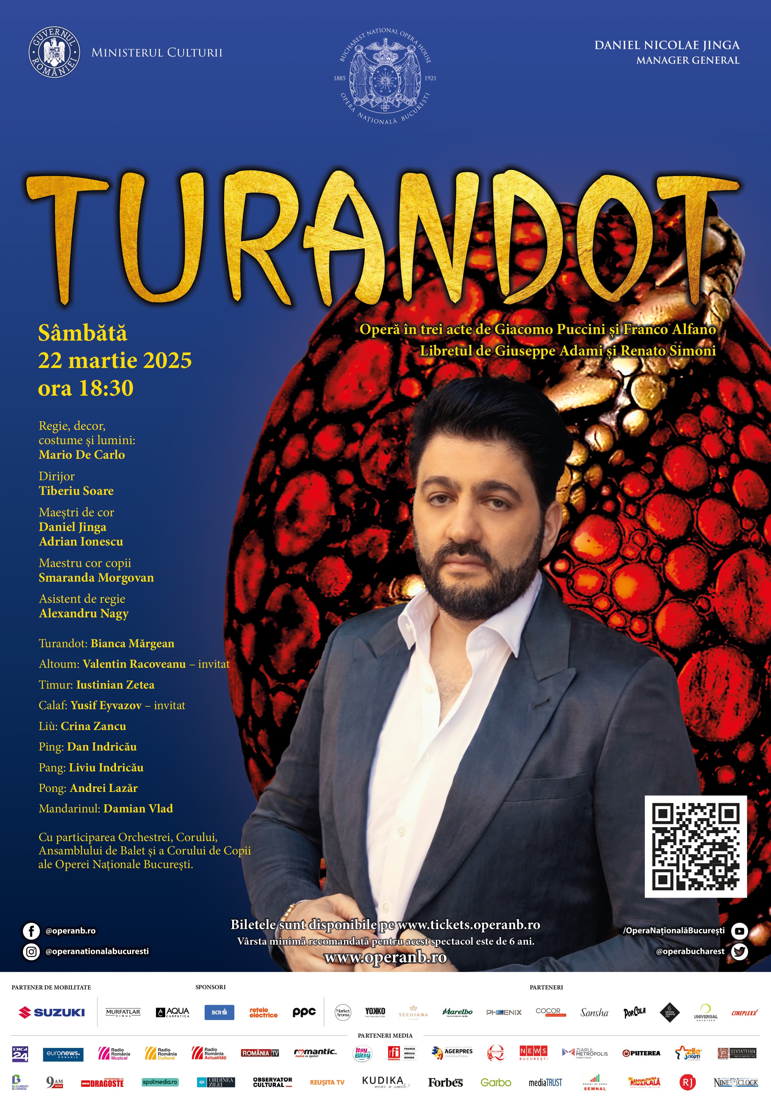 Opera Națională București prezintă, sâmbătă, 22 martie, Turandot de Puccini, cu tenorul azer de talie internațională