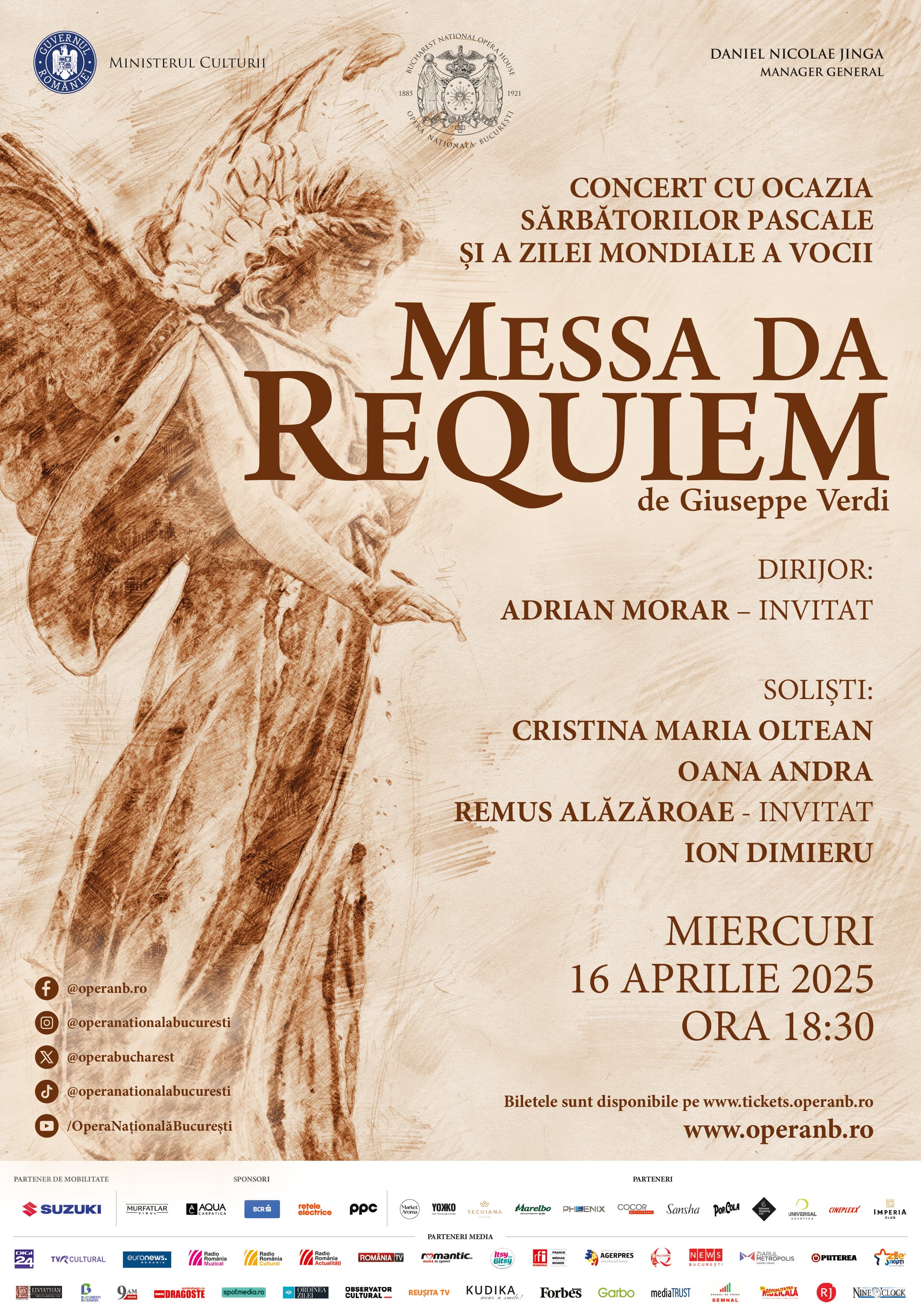 Cavalleria Rusticana & Pagliacci și Messa da Requiem, pe scena Operei Naționale București, în Săptămâna Patimilor