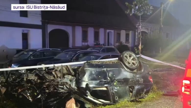Accident în Bistrița-Năsăud: șoferiță băută s-a răsturnat cu mașina